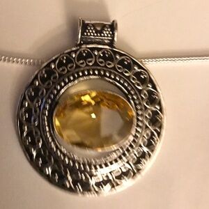 Citrine Stamped 925 Sterling Silver Necklace